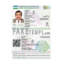 Uzbekistan fake identity card photoshop template PSD