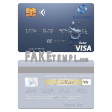 Uzbekistan KDB Bank fake visa debit card photoshop template PSD