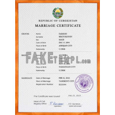 Uzbekistan fake marriage certificate photoshop template PSD 