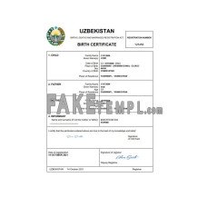 Uzbekistan vital record fake birth certificate Word and PDF template