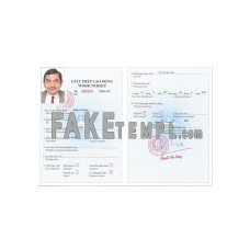 Vietnam fake work permit photoshop template PSD, version 2