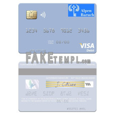 Vanuatu Alpen Baruch Bank Limited fake visa debit card photoshop template PSD