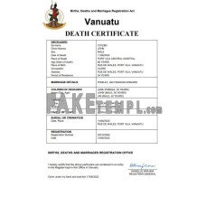 Vanuatu fake death certificate Word and PDF template