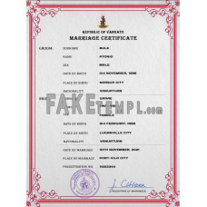 Vanuatu fake marriage certificate photoshop template PSD 