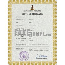 Vanuatu fake vital record birth certificate photoshop template PSD 