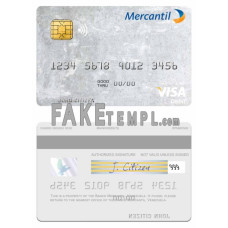 Venezuela Banco Mercantil fake visa debit card photoshop template PSD