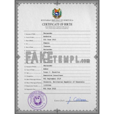 Venezuela fake vital record birth certificate photoshop template PSD 