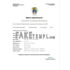 Venezuela vital record fake birth certificate Word and PDF template