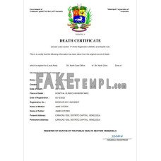 Venezuela vital record fake death certificate Word and PDF template