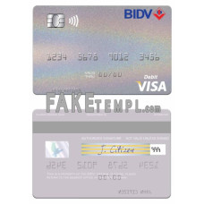 Vietnam BIDV fake visa debit card photoshop template PSD