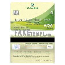 Vietnam Vietcombank fake visa electron card photoshop template PSD