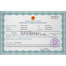 Vietnam fake marriage certificate photoshop template PSD 