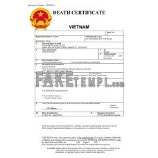 Vietnam vital record fake death certificate Word and PDF template