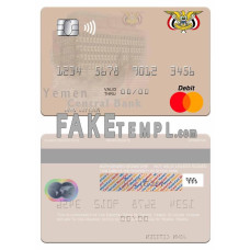 Yemen Central Bank of Yemen fake mastercard card  photoshop template PSD