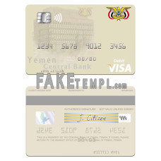 Yemen Central Bank of Yemen fake visa debit card photoshop template PSD