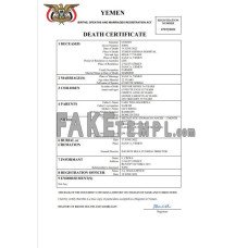 Yemen fake death certificate Word and PDF template