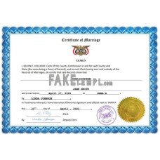 Yemen fake marriage certificate Word and PDF template