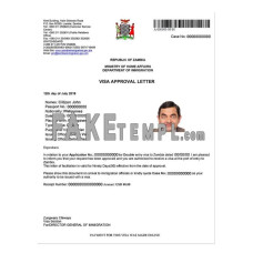 Zambia fake electronic travel visa photoshop template PSD