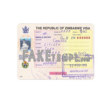 Zimbabwe fake entry visa photoshop template PSD