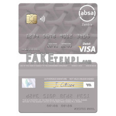 Zambia Absa Bank Zambia Plc fake visa debit card photoshop template PSD