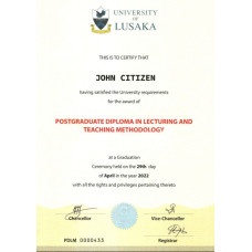 Zambia University of Lusaka fake diploma photoshop template PSD