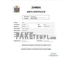 Zambia fake birth certificate Word and PDF template