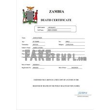 Zambia vital record fake death certificate Word and PDF template