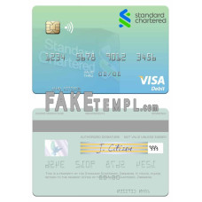 Zimbabwe Standard Chartered visa debit fake credit card photoshop template PSD