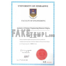 Zimbabwe University of Zimbabwe fake diploma photoshop template PSD