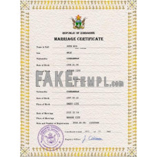 Zimbabwe fake marriage certificate photoshop template PSD 