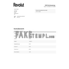 Germany Revolut EUR fake bank statement Word and PDF template, 2 pages