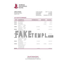 Hawaii National fake bank statement Excel and PDF template