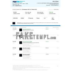 India Paytm Payments fake bank statement Word and PDF template, 2 pages