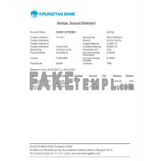 THAILAND KRUNGTHAI fake bank statement Word and PDF template