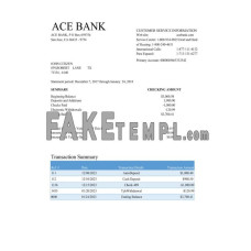 USA ACE fake bank statement Word and PDF template