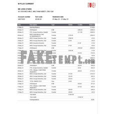 United Kingdom M Plus Current fake bank statement Word and PDF template