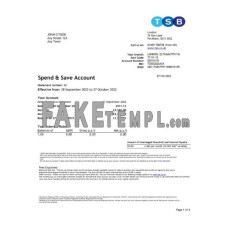 United Kingdom TBS fake bank statement Excel and PDF template, 4 pages