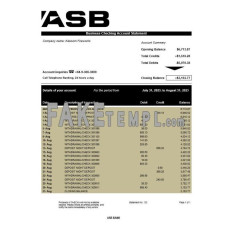 ASB company fake business bank statement  Word and PDF template