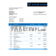 Affin company checking fake business bank statement  Word and PDF template