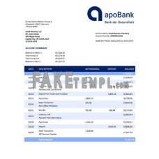 Apobank enterprise fake business bank statement  Word and PDF template