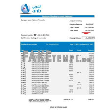 Arab National company checking fake business bank statement  Word and PDF template