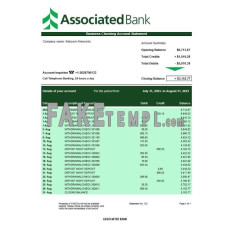 Associated fake business bank statement  Word and PDF template