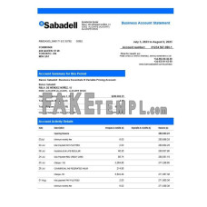 Banco Sabadell firm fake business bank statement  Word and PDF template