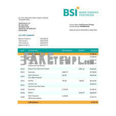 Bank Syariah Indonesia fake business bank statement  Word and PDF template