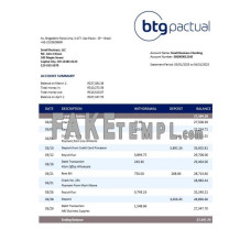 BTG Pactual fake business bank statement  Word and PDF template