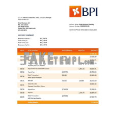 Banco BPI firm fake business bank statement  Word and PDF template