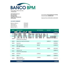 Banco BPM enterprise fake business bank statement  Word and PDF template