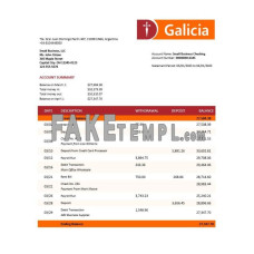 Banco Galicia company fake business bank statement  Word and PDF template