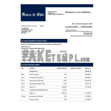 Banco de Chile organization fake business bank statement  Word and PDF template