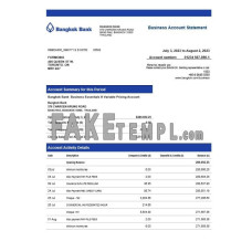 Bangkok corporate checking fake business bank statement  Word and PDF template